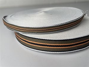 Grosgrain bånd - armygrøn med fine striber, 10 mm